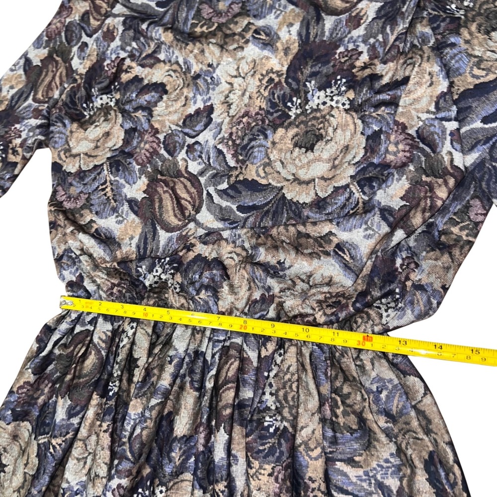 Vintage 80s MCS Ltd New York Floral Tapestry Women's Midi Dress Size 12 USA - Picture 8 of 16